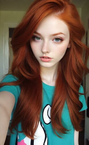 AI girl with red hair wallpaper