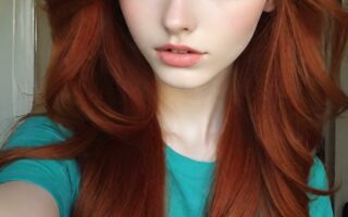 AI girl with red hair wallpaper
