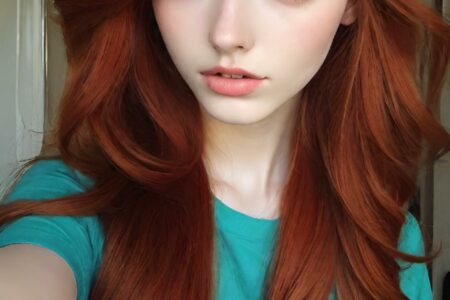 AI girl with red hair wallpaper