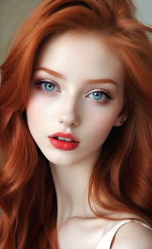 AI girl with red hair wallpaper