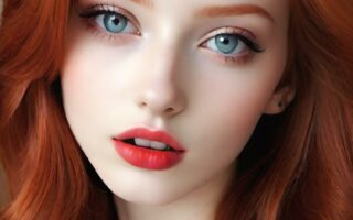 AI girl with red hair wallpaper