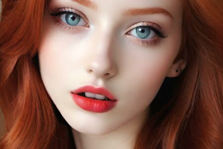 AI girl with red hair wallpaper