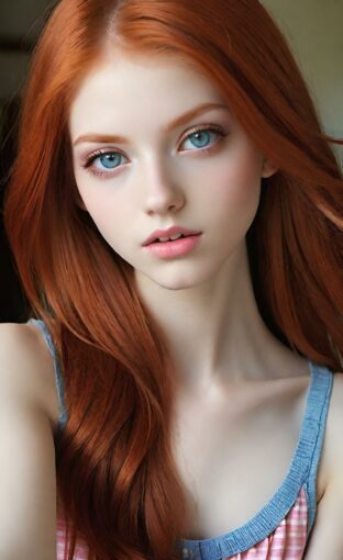 AI girl with red hair wallpaper