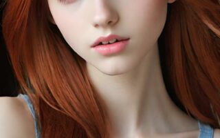 AI girl with red hair wallpaper