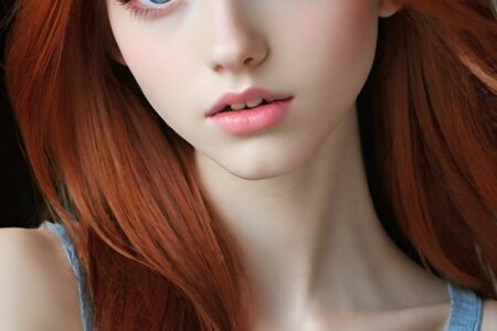 AI girl with red hair wallpaper
