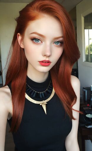 AI girl with red hair wallpaper
