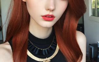 AI girl with red hair wallpaper