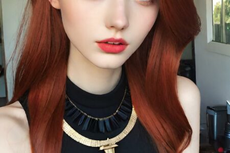 AI girl with red hair wallpaper