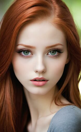 AI girl with red hair wallpaper