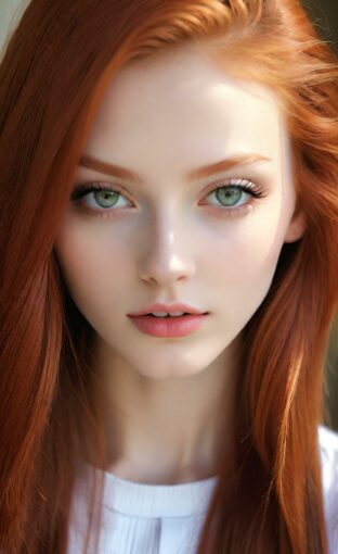 AI girl with red hair wallpaper
