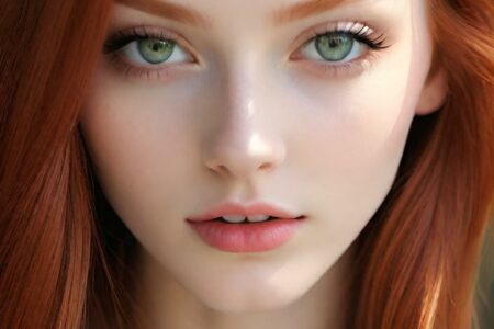 AI girl with red hair wallpaper