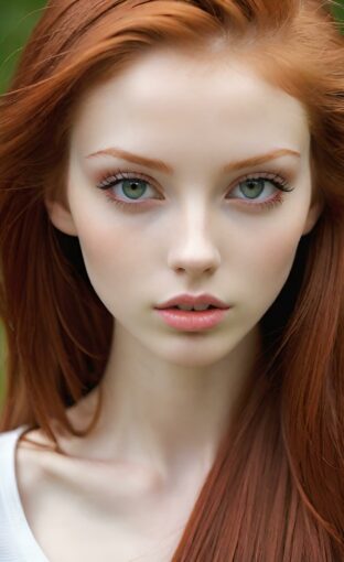 AI girl with red hair wallpaper