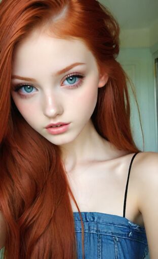 AI girl with red hair wallpaper