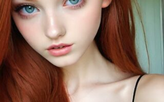 AI girl with red hair wallpaper