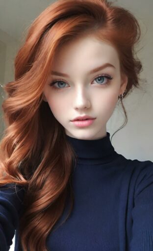 AI girl with red hair wallpaper