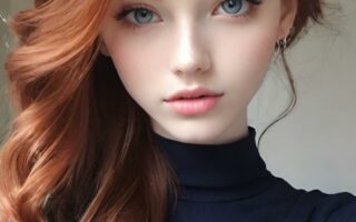 AI girl with red hair wallpaper