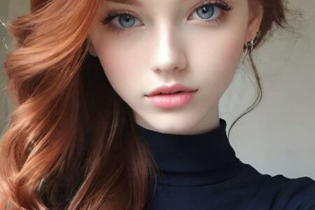 AI girl with red hair wallpaper