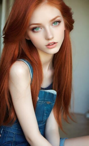 AI girl with red hair wallpaper