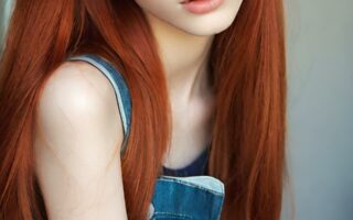AI girl with red hair wallpaper