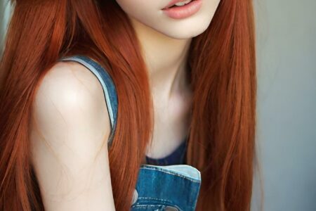 AI girl with red hair wallpaper