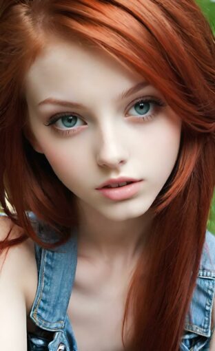 AI girl with red hair wallpaper