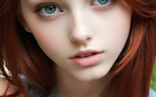 AI girl with red hair wallpaper