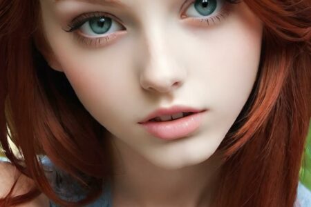 AI girl with red hair wallpaper