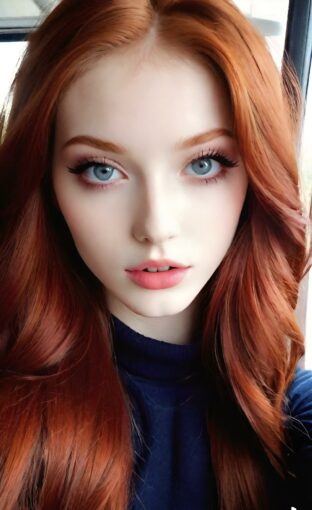 AI girl with red hair wallpaper