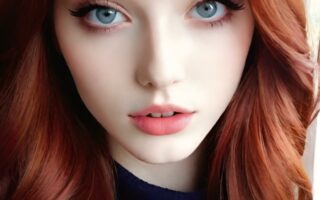 AI girl with red hair wallpaper