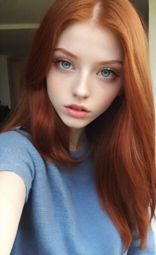 AI girl with red hair wallpaper