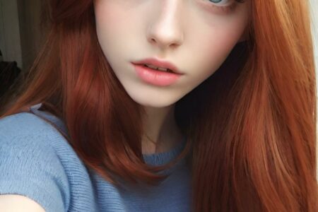 AI girl with red hair wallpaper