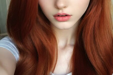 AI girl with red hair wallpaper