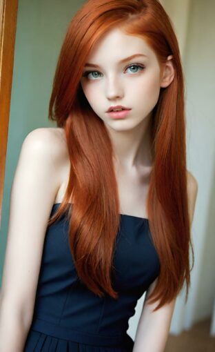 AI girl with red hair wallpaper