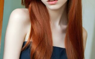AI girl with red hair wallpaper