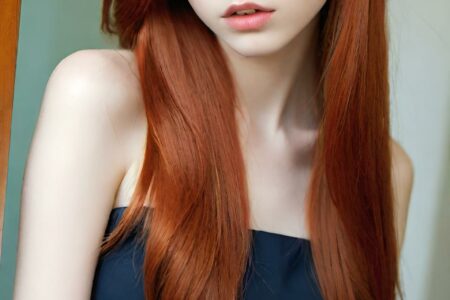 AI girl with red hair wallpaper