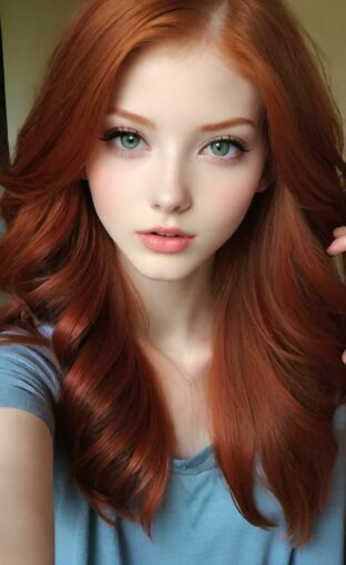 AI girl with red hair wallpaper