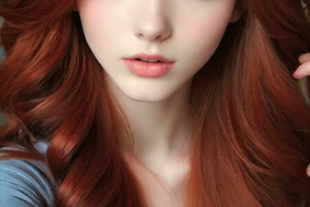 AI girl with red hair wallpaper