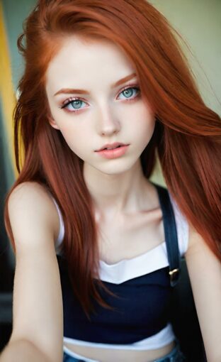 AI girl with red hair wallpaper