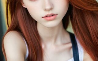 AI girl with red hair wallpaper