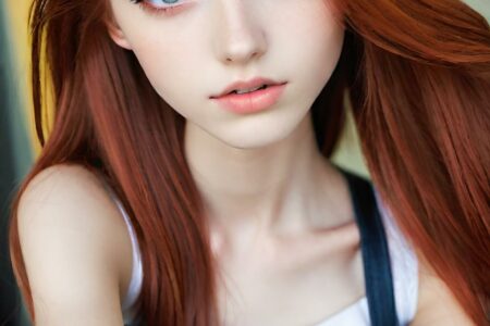 AI girl with red hair wallpaper