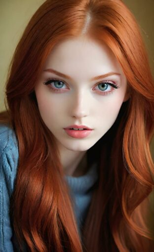 AI girl with red hair wallpaper