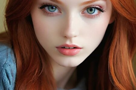 AI girl with red hair wallpaper