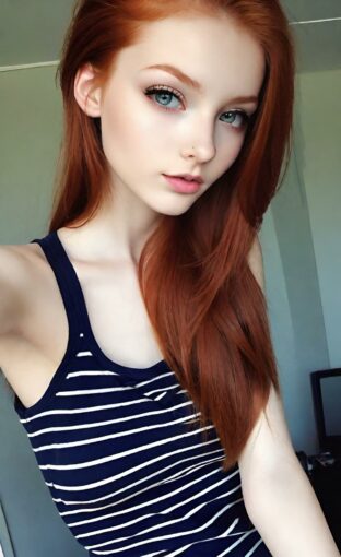 AI girl with red hair wallpaper
