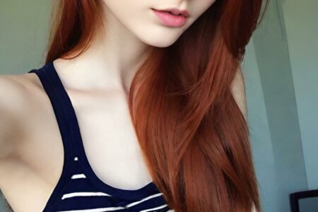 AI girl with red hair wallpaper