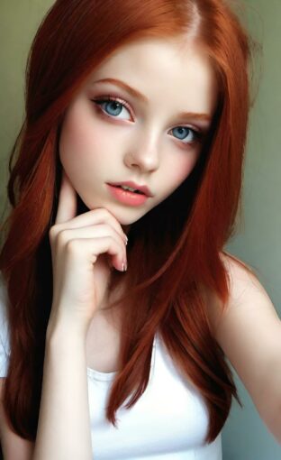 AI girl with red hair wallpaper