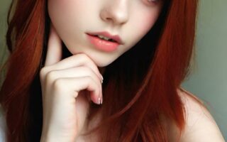 AI girl with red hair wallpaper