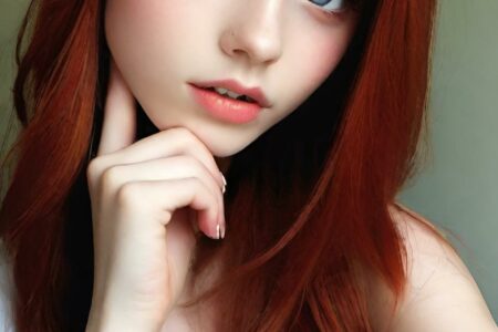 AI girl with red hair wallpaper
