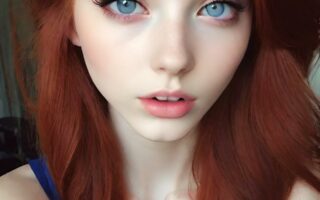 AI girl with red hair wallpaper