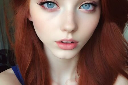 AI girl with red hair wallpaper