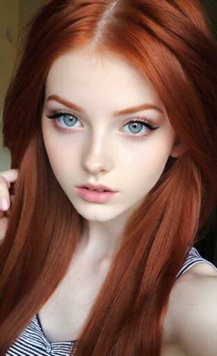 AI girl with red hair wallpaper